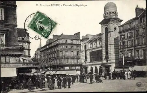 Ak Rouen Seine Maritime, Place de la Republique