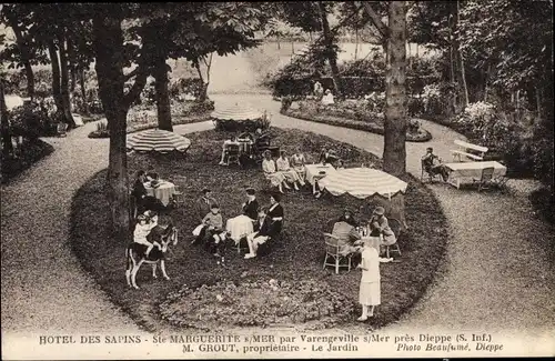 Ak Sainte Marguerite sur Mer Seine-Maritime, Hotel des Sapins, Le Jardin