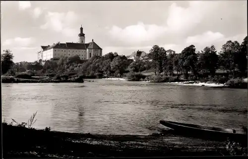 Ak Walderbach in der Oberpfalz, Schloss vom Ufer aus gesehen