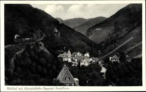 Ak Boppard am Rhein, Mühltal mit Hunsrückbahn