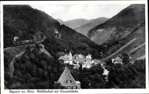 Ak Boppard am Rhein, Mühlbachtal mit Hunsrückbahn