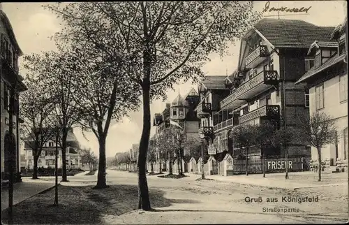 Ak Königsfeld im Schwarzwald Baar Kreis, Straßenpartie, Friseur