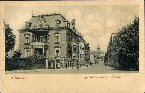 Ak Meerane in Sachsen, Bismarckstraße, Kirche