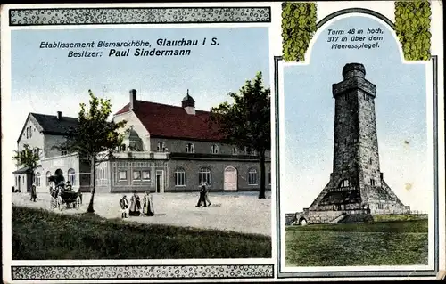 Ak Glauchau in Sachsen, Etablissement Bismarckhöhe, Turm