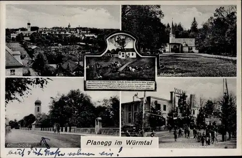 Ak Planegg Oberbayern, Maria Eich, Würmbrücke, Großgaststätte Volm