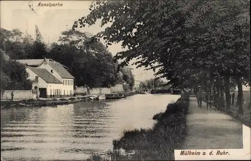 Ak Mülheim an der Ruhr, Kanalpartie mit Wohnhäusern