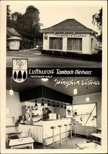 Ak Tambach Dietharz in Thüringen, Pinguin Eisbar, Wappen