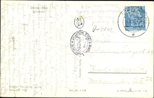 Ak Dömitz an der Elbe, Stalinstraße, Kirche, Fachwerkhäuser