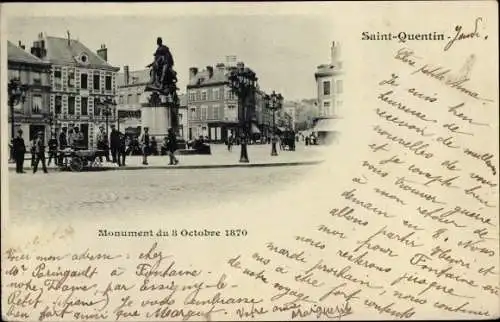 Ak Saint Quentin Aisne, Monument du 8 Octobre 1870