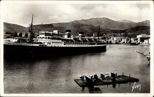 Ak Port Vendres Pyrénées Orientales, Le depart pour Alger de l'El Kantara, Messageries Maritimes