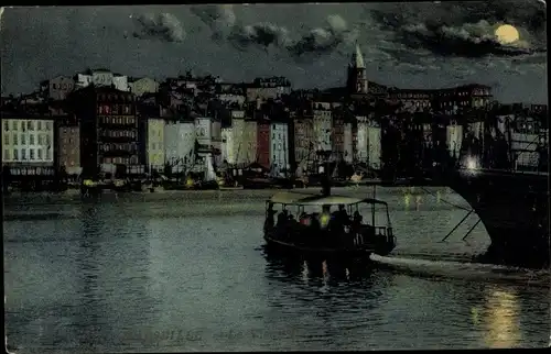 Mondschein Ak Marseille Bouches du Rhône, Abendstimmung, Wasserpartie