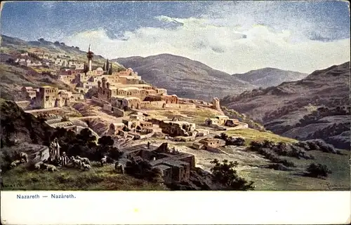 Künstler Ak Perlberg, F., Nazaret Nazareth Israel, Gesamtansicht