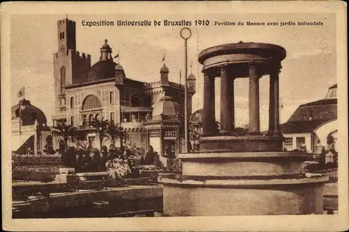 Ak Bruxelles Brüssel, Exposition Universelle 1910, Pavillon du Monaco avec jardin