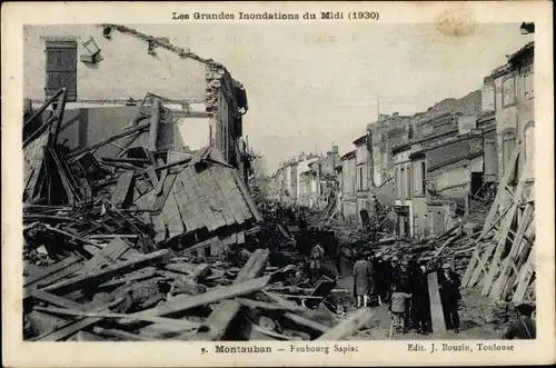 Ak Montauban Tarn et Garonne, Les Grandes Inondations du Midi 1930, Faubourg Sapiac