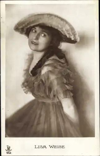 Ak Schauspielerin Lisa Weise, Portrait, Hut, RPH 104 2