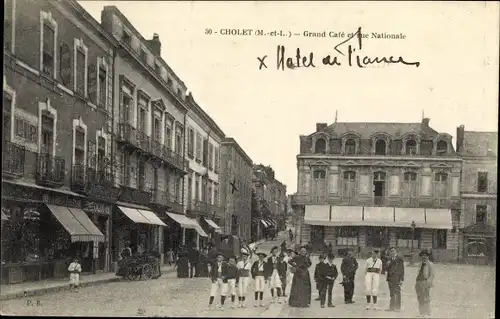 Ak Cholet Maine et Loire, Grand Cafe, Rue Nationale