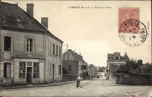 Ak Combrée Haut Anjou Maine et Loire, Rue de la Poste