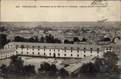 Ak Versailles Yvelines, Panorama de la Ville et du Chesnay, Caserne du 22. d'Artillerie