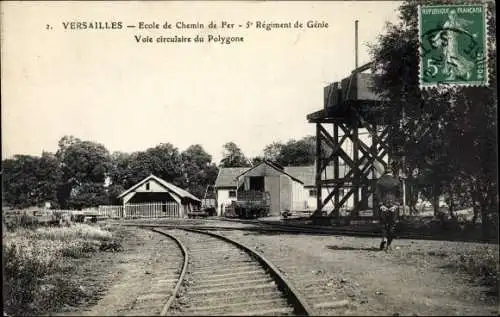 Ak Versailles Yvelines, Ecole de Chemin de Fer, 5e Regiment du Genie, Voie circulaire du Polygone