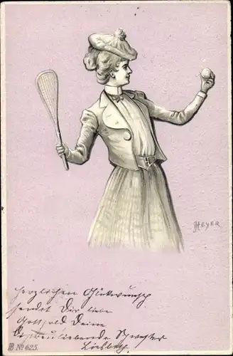 Künstler Litho Heyer, Frau mit Tennisschläger