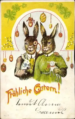 Ak Glückwunsch Ostern, Osterhasen, Ostereier