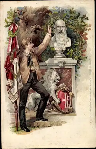 Präge Litho Turner, Turnvater Jahn Büste