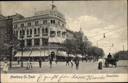 Ak Hamburg St Pauli, Reeperbahn, Kutsche, Elbschloss Bier