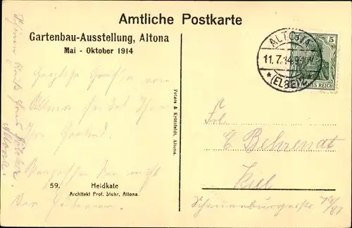Ak Hamburg, Restaurant Alt Hamburg, Gartenbau Ausstellung Altona, Mai bis Oktober 1914, Heidkate