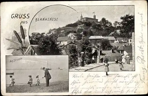 Ak Hamburg Altona Blankenese, Am Strand, Hauptstraße, Süllberg