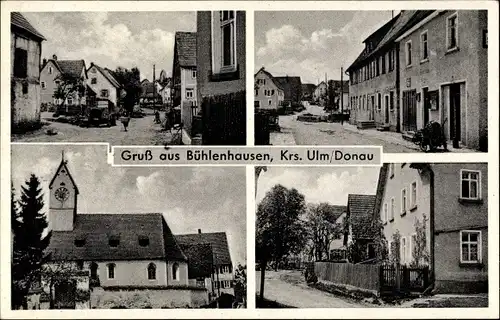 Ak Bühlenhausen Berghülen in Württemberg, Straßenpartie, Ort, Kirche