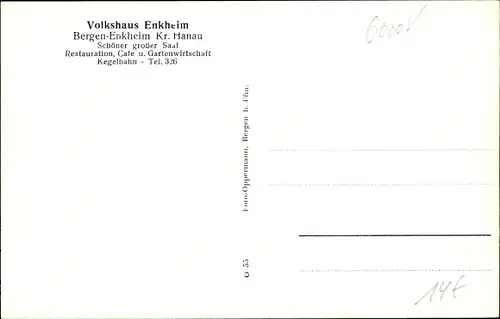 Ak Bergen Enkheim Frankfurt am Main, Volkshaus