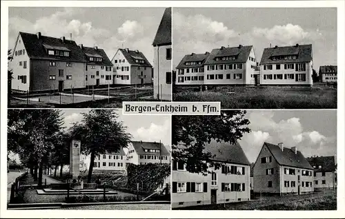 Ak Bergen Enkheim Frankfurt am Main, Wohnsiedlung, Denkmal