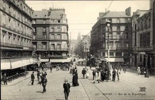 Ak Rouen Seine Maritime, Rue de la Republique