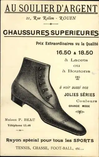 Ak Rouen Seine Maritime, Panorama, Chaussures Superieures, Au Soulier d'Argent