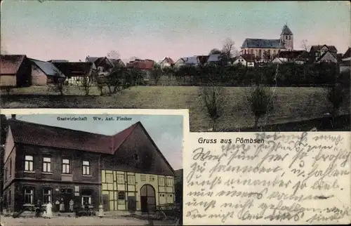 Ak Pömbsen Bad Driburg in Westfalen, Blick auf den Ort, Gastwirtschaft