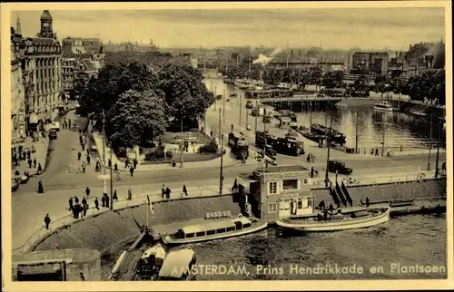 Ak Amsterdam Nordholland Niederlande, Prins Hendrikkade en Plantsoen