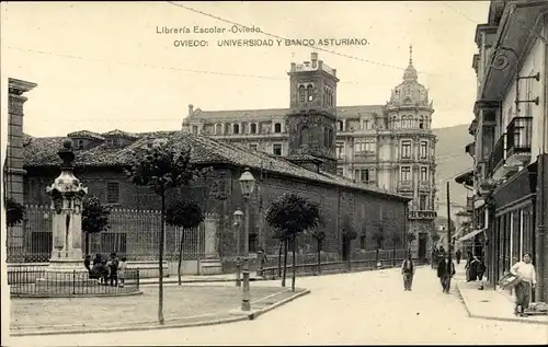 Ak Oviedo Asturias Spanien, Universidad y Banco Asturiano