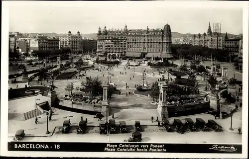 Ak Barcelona Katalonien Spanien, Plaza Cataluna hacia Poniente