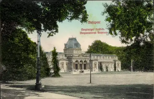 Ak Margitsziget Margareteninsel Budapest Ungarn, Badehaus