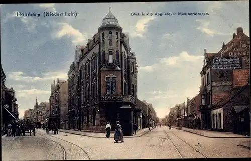 Ak Homberg Duisburg im Ruhrgebiet, Augustastraße, Moerser Straße, Central Hotel