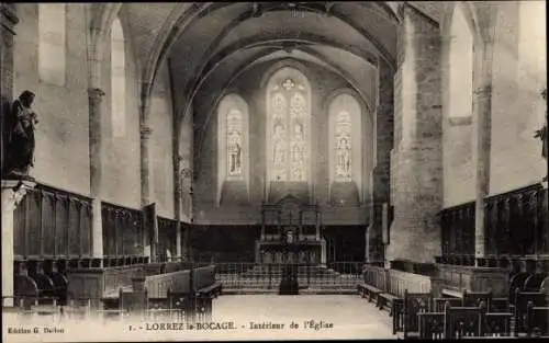 Ak Lorrez le Bocage Seine et Marne, Interieur de l'Eglise