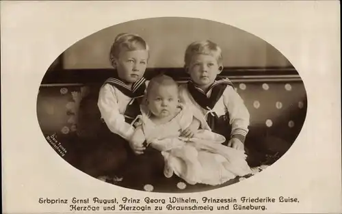 Ak Erbprinz Ernst August von Braunschweig Lüneb., Prinz Georg Wilhelm, Prinzessin Friederike Luise