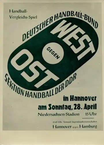 Foto Hannover, Vergleichsspiel Deutscher Handballbund gg. Sektion Handball der DDR, Hannover Hamburg