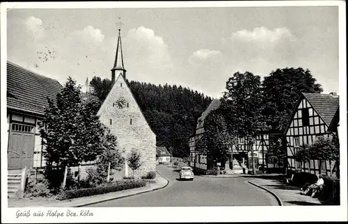 Ak Holpe Morsbach im Oberbergischen Kreis, Straßenpartie im Ort, Kirche