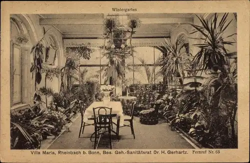 Ak Rheinbach im Rhein Sieg Kreis, Villa Maria, Wintergarten, Innenansich