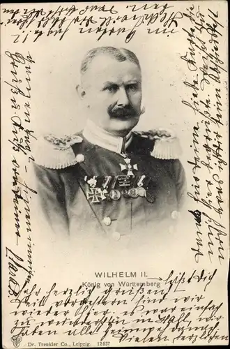 Ak König Wilhelm II von Württemberg, Portrait, Uniform, Orden