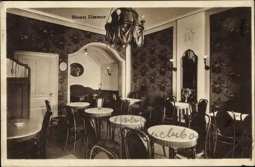 Ak Würzburg am Main Unterfranken, Konditorei Cafe, Blaues Zimmer