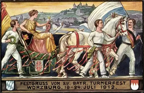 Ganzsachen Ak Würzburg am Main Unterfranken, XIV. Bayr. Turnfest 1912