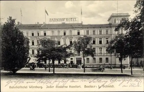 Ak Würzburg am Main Unterfranken, Bahnhof Hotel