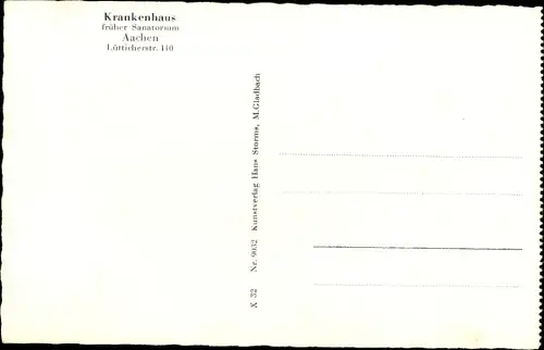 Ak Aachen in Nordrhein Westfalen, Krankenhaus, Lütticherstraße 110, Kapelle, Innenansicht